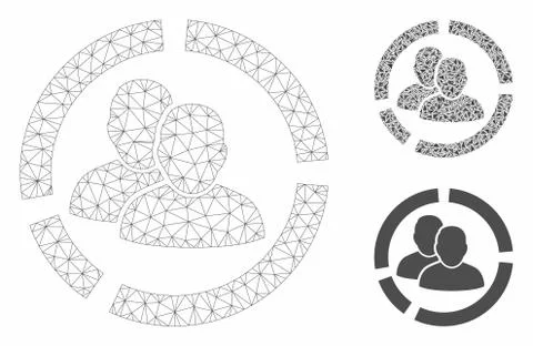 User Diagram Vector Mesh 2D Model and Triangle Mosaic Icon Illustrazione stock