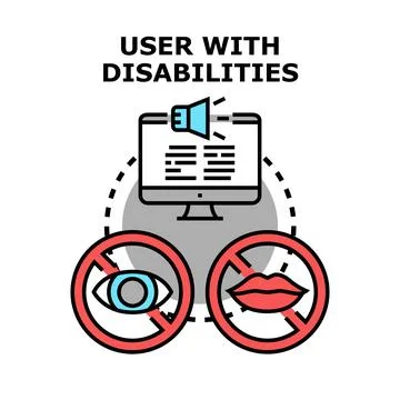 User with disabilities concept accessing information online Stock Illustration