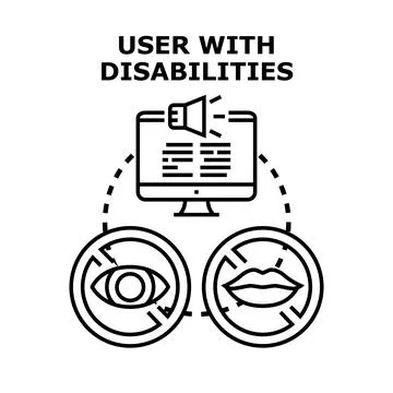 User with disabilities concept accessing information online Stock Illustration