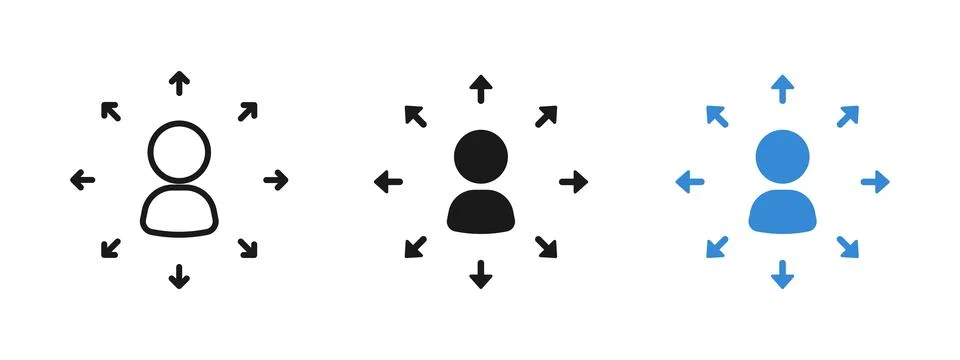 User distribution and expansion icon showing influence and reach in all dir.. Stock-Illustration