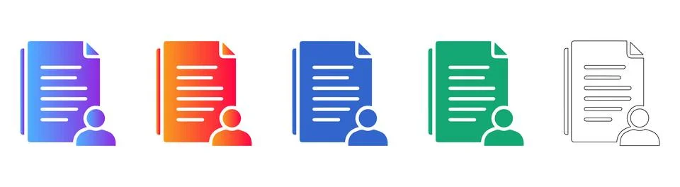 User Document Management Icon Set for Digital Data and Profiles Stock Illustration