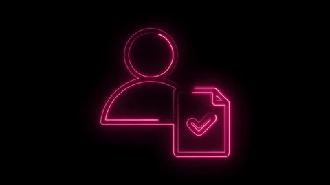 User document neon illustration on black background representing verification Stock Footage 330777501