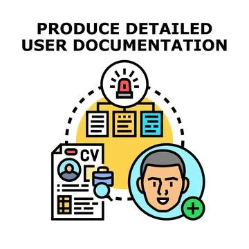 User documentation creating process and development concept Stock Illustration