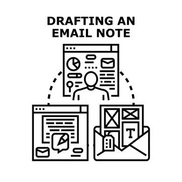 User drafting email note managing online communication Illustrazione stock