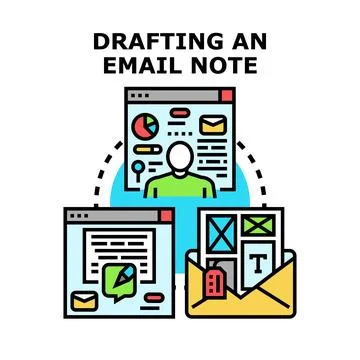 User drafting email note managing online communication 库存插图