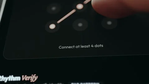 User draws pattern on screen to unlock vault, pattern accepted Stock Footage 332498332