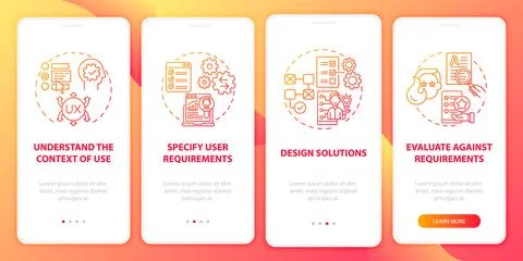 User-driven development onboarding mobile app page screen Stock Illustration