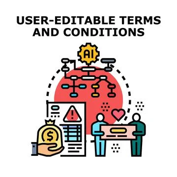 User editable terms and conditions for ai platforms Stock Illustration