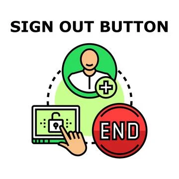 User ending session by clicking sign out button Stock Illustration
