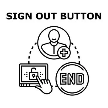 User ending session by clicking sign out button Stock Illustration