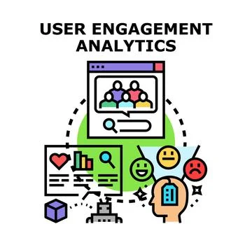 User engagement analytics measuring digital performance feedback Stock Illustration