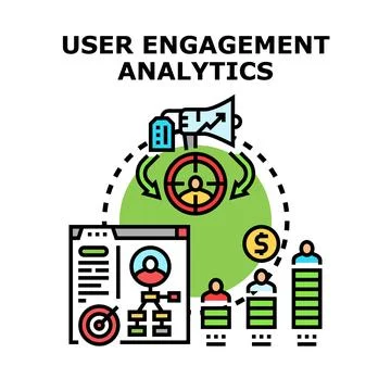 User engagement analytics process measuring customer behavior Stock Illustration