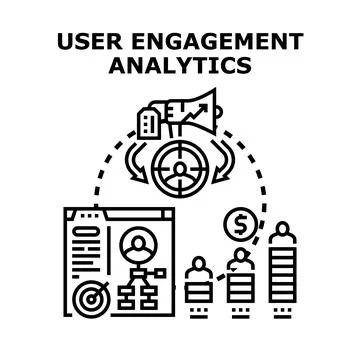 User engagement analytics process measuring customer behavior Stock Illustration