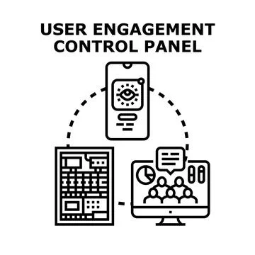 User engagement control panel managing digital analytics Stock Illustration