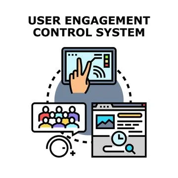 User engagement control system concept vector collecting data Illustrazione stock