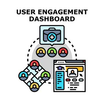 User engagement dashboard analyzing customer interaction data Stock Illustration