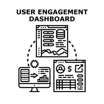 User engagement dashboard concept illustrating data analysis and metrics 스톡 일러스트
