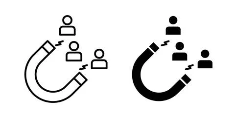 User engagement icon collection in black, Line icons, flat symbols Stock Illustration