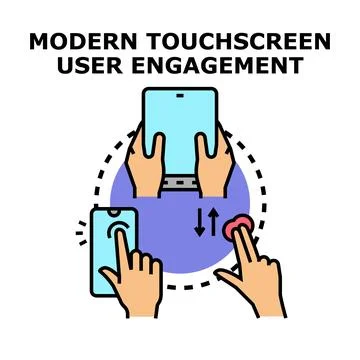 User engagement with modern touchscreen gadgets application interface Stock Illustration
