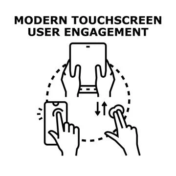 User engagement with modern touchscreen gadgets application interface Stock Illustration