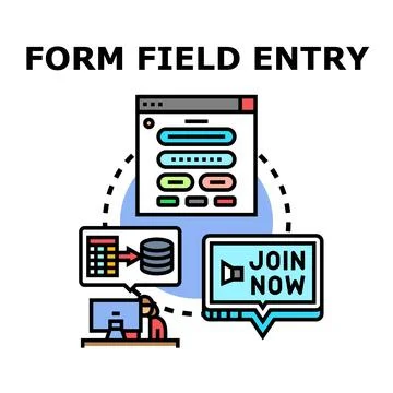 User entering data into online form fields Stockillustratie