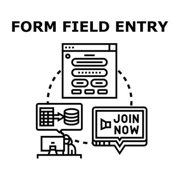 User entering data into online form fields Stock Illustration