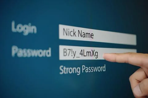 User Entering Password On Computer 스톡 사진