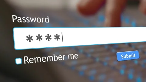User entering password in website form box on computer Stock Footage 346709867