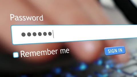 User enters password in browser form on computer while typing Stock Footage 334022229