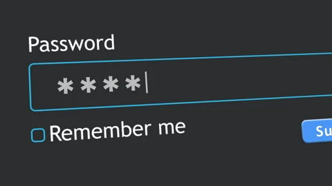 User enters password on a gray screen background in web browser form box Stock-Footage 346709699
