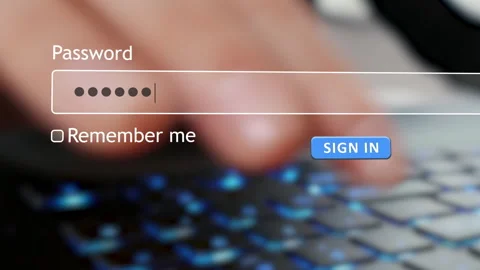 User enters password for secure sign in on website from computer Stock Footage 346710083