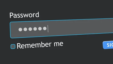 User enters password in website form with gray screen background Stock Footage 334022083