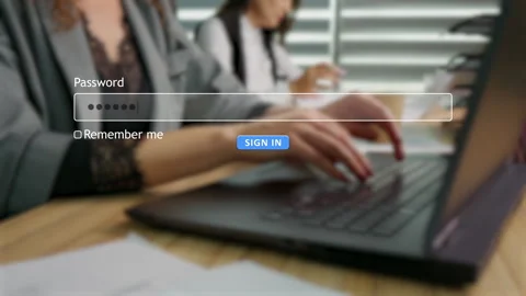 User enters password on website form while working on a computer Video stock 334022106