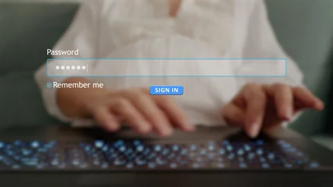 User enters password on website form with pregnant woman in background 库存影片 334022146