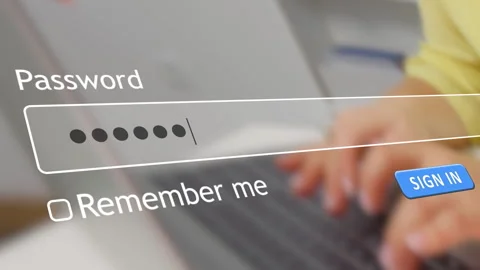 User enters password in website form box on a computer browser Stock Footage 334022277
