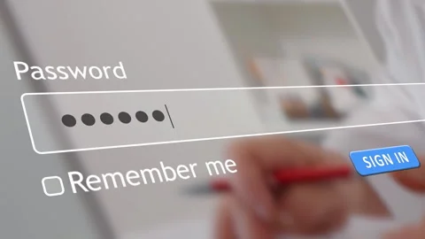 User enters password in website form box on computer screen to sign in Video stock 334022299