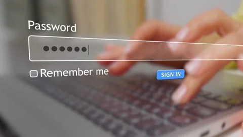 User enters password on website form in web browser on computer Video stock 334022319