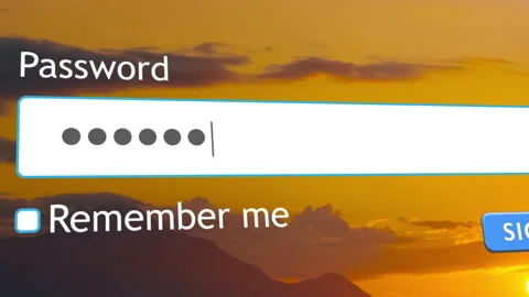 User enters password in website form box on computer screen Video stock 334022750