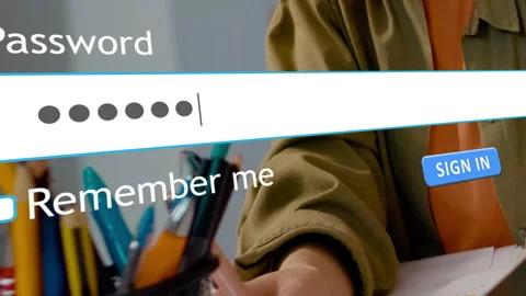User enters password into website form in internet browser interface Stock Footage 334022964