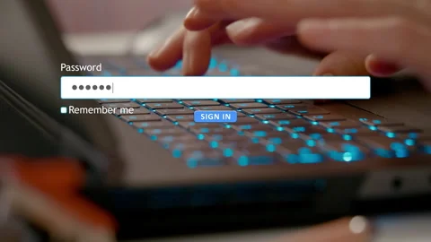 User enters password in website form on a computer browser Vídeo Stock 334022990