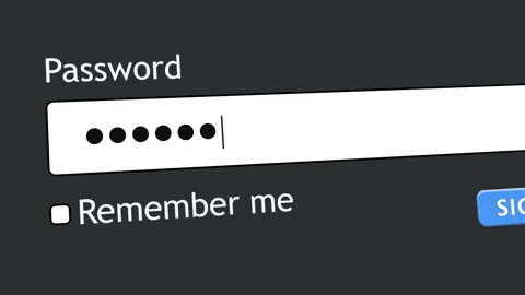 User enters password in website form on gray screen background Stock Footage 346709696