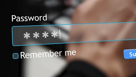 User enters password into website form on computer in internet browser Stock Footage 346709731