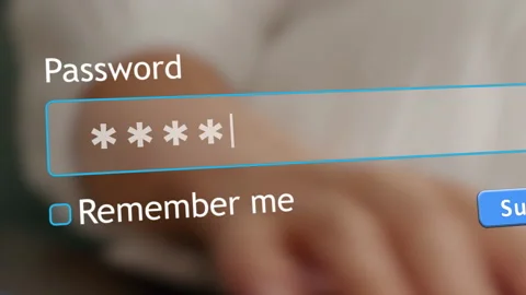 User enters password on a website form while pregnant woman types on keys Stock Footage 346709770