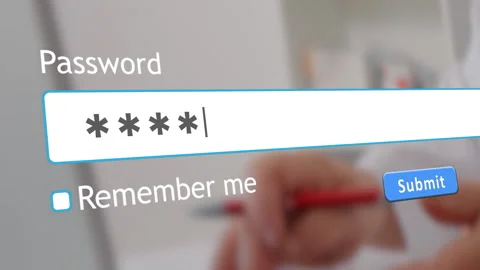 User enters password for website form on computer screen with typing action Stock Footage 346709885