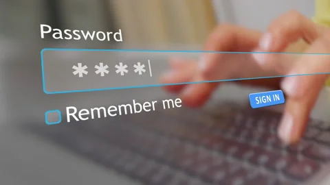 User enters password in website form box on computer screen Stock Footage 346710084