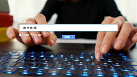 User enters password on a website form in an internet browser Stock Footage 346710367