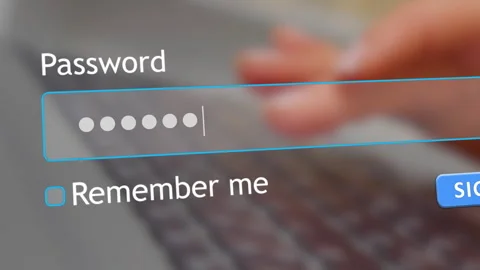 User enters password on website in internet browser while typing on computer 動画素材 334022173
