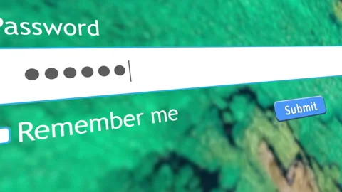 User enters password in website login form on computer browser Video stock 334022494