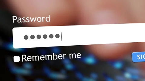 User enters password in a website sign-in form while typing on a keyboard Stock Footage 334022127