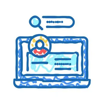 User entry laptop password icon doodle illustration Stock Illustration
